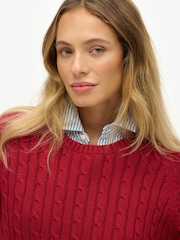 Superdry Red Slouchy Cable Knit Jumper - Image 5 of 6