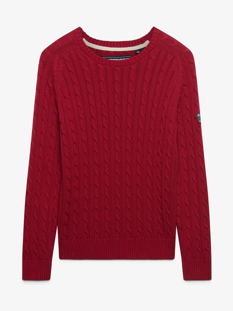 Superdry Red Slouchy Cable Knit Jumper - Image 6 of 6 Superdry Red Slouchy Cable Knit Jumper - Image 6 of 6