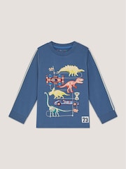 Monsoon Blue Dinosaur Graphic Long Sleeve T-Shirt - Image 1 of 3
