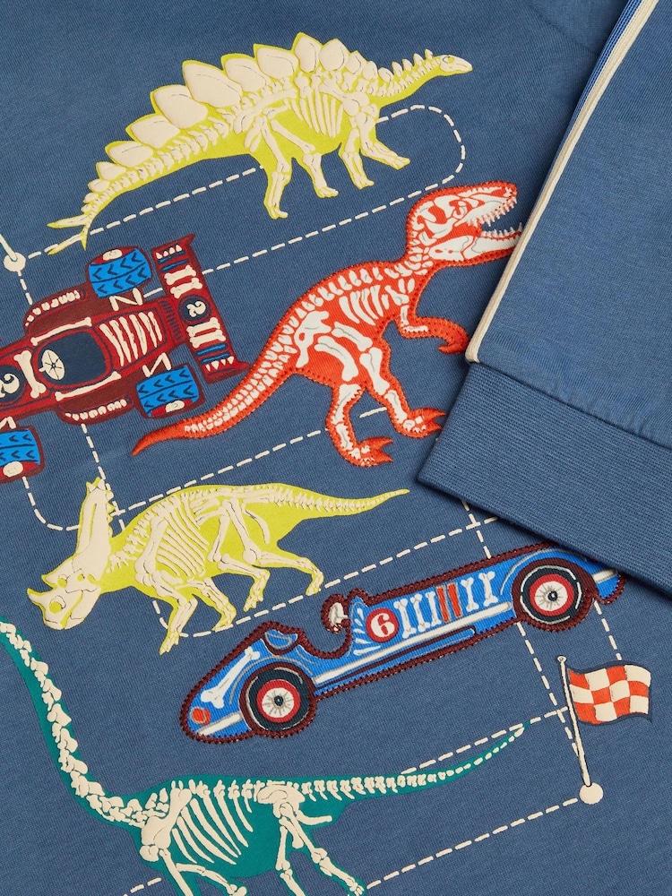 Monsoon Blue Dinosaur Graphic Long Sleeve T-Shirt - Image 3 of 3 Monsoon Blue Dinosaur Graphic Long Sleeve T-Shirt - Image 3 of 3