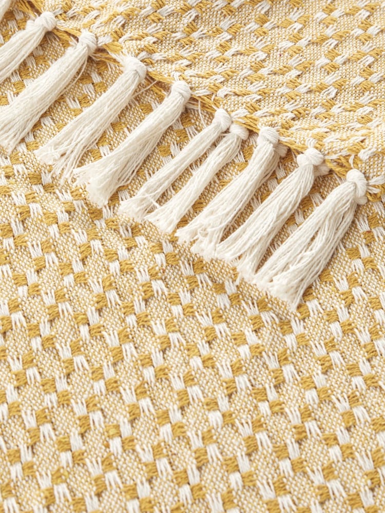 Appletree Yellow Bexley 100% Cotton Throw - Image 3 of 4