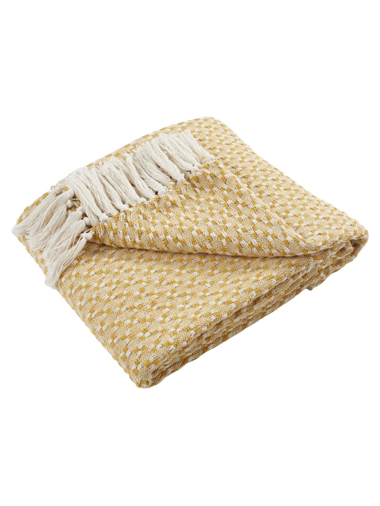 Appletree Yellow Bexley 100% Cotton Throw - Image 4 of 4
