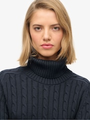Μπλε - Καλώδιο Superdry Slouchy Ψηλό ζιβάγκο Πουλόβερ - Εικόνα 3 από 6