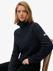 Μπλε - Καλώδιο Superdry Slouchy Ψηλό ζιβάγκο Πουλόβερ - Εικόνα 4 από 6