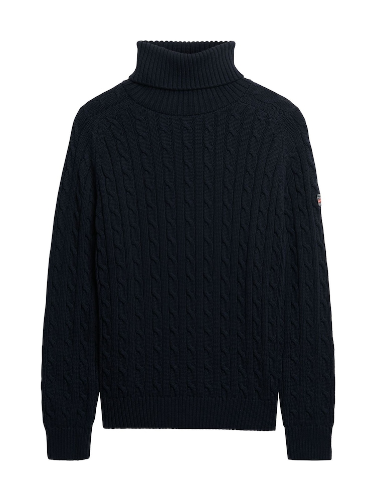 Μπλε - Καλώδιο Superdry Slouchy Ψηλό ζιβάγκο Πουλόβερ - Εικόνα 6 από 6