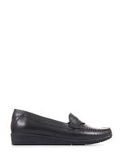 Pavers Wide Fit Leather Penny Black Loafers - Image 1 of 6