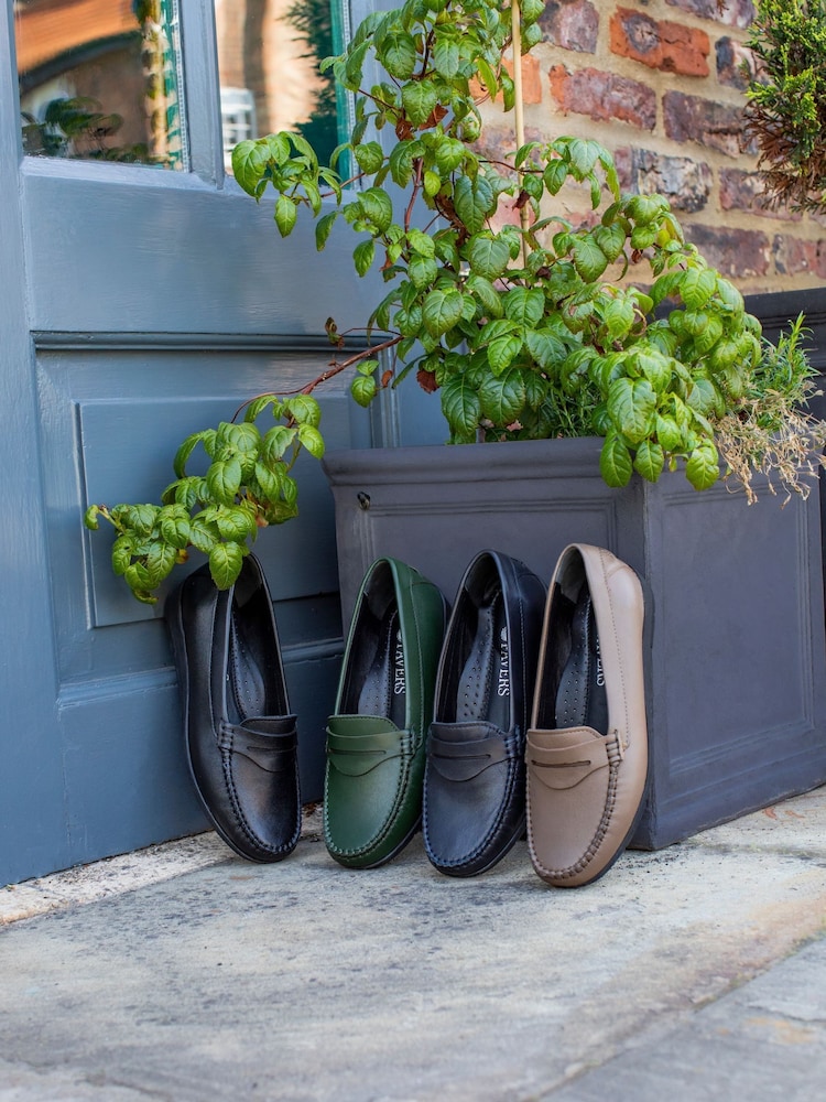 Pavers Wide Fit Leather Penny Black Loafers - Image 6 of 6