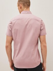 Dusky Pink Slim Short Sleeve Stretch Oxford Shirt - Image 2 of 6