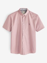 Dusky Pink Slim Short Sleeve Stretch Oxford Shirt - Image 4 of 6