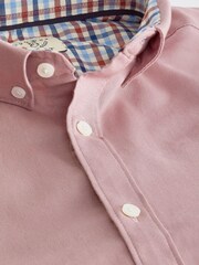 Dusky Pink Slim Short Sleeve Stretch Oxford Shirt - Image 5 of 6