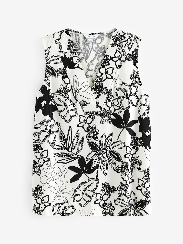 Black And White All Over Print Vest Top - Image 1 of 1