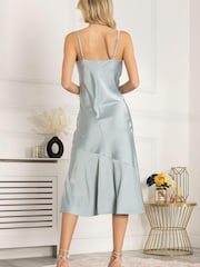 Jolie Moi Blue Alaysha Cowl Neck Satin Dress - Image 2 of 5