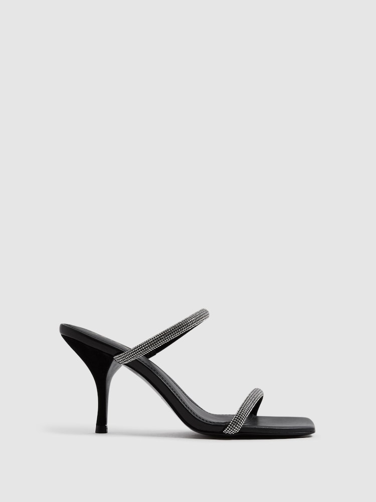 Reiss Cai Strassverzierte Sandalen mit mittelhohem Absatz - Bild 1 von 6