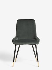 Set of 2 Soft Velvet Dark Grey Piano Non Arm Dining Chairs - Image 2 of 8