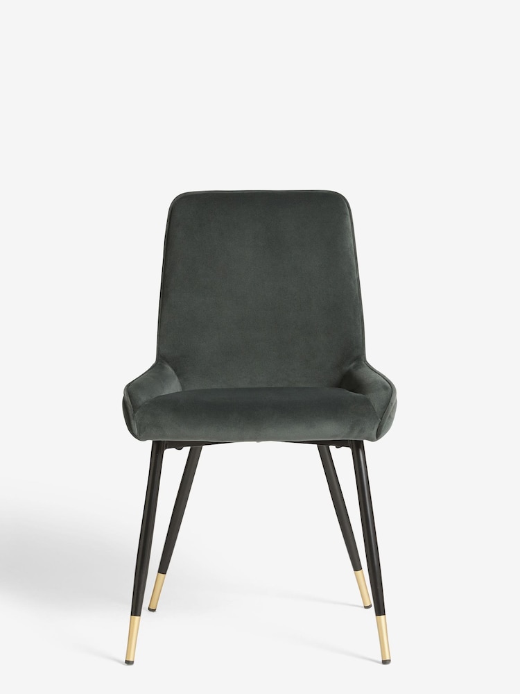 Set of 2 Soft Velvet Dark Grey Piano Non Arm Dining Chairs - Image 2 of 8