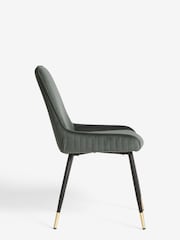 Set of 2 Soft Velvet Dark Grey Piano Non Arm Dining Chairs - Image 4 of 8
