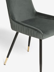 Set of 2 Soft Velvet Dark Grey Piano Non Arm Dining Chairs - Image 6 of 8
