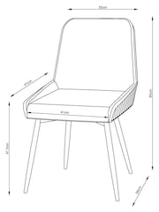 Set of 2 Soft Velvet Dark Grey Piano Non Arm Dining Chairs - Image 7 of 8