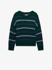 Superdry Green Slouchy Brushed Stripe Knit Jumper - Image 5 of 6
