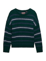 Superdry Green Slouchy Brushed Stripe Knit Jumper - Image 6 of 6