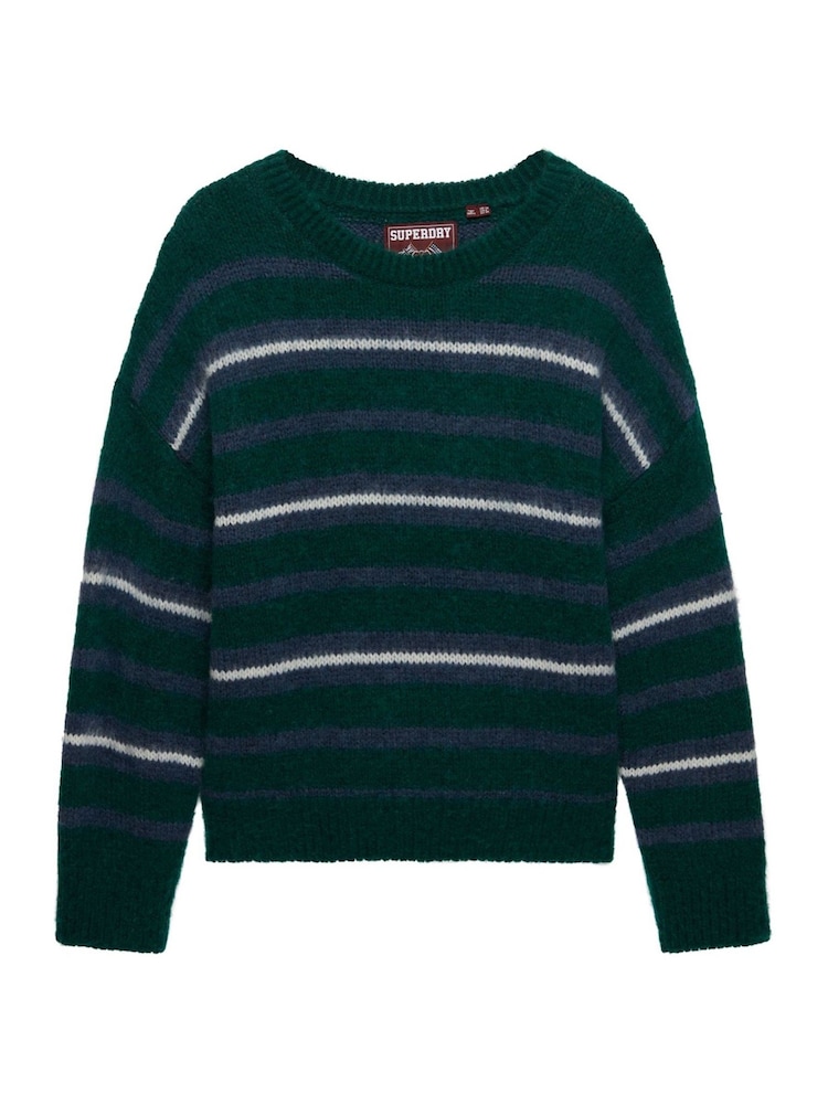 Superdry Green Slouchy Brushed Stripe Knit Jumper - Image 6 of 6