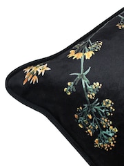 Evans Lichfield Black Multicolour Midnight Garden Bee Piped Velvet Cushion - Image 2 of 6