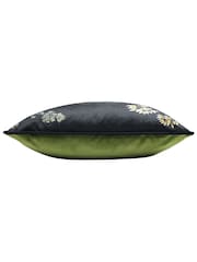 Evans Lichfield Black Multicolour Midnight Garden Bee Piped Velvet Cushion - Image 3 of 6