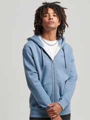 Superdry Blue Cotton Vintage Logo Embroidered Zip-Up Hoodie - Image 1 of 5
