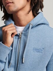 Superdry Blue Cotton Vintage Logo Embroidered Zip-Up Hoodie - Image 3 of 5