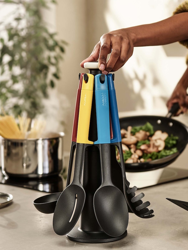 Joseph Joseph 6 Piece Black Elevate Carousel Utensil Set with Rotating Storage Stand - Image 2 of 4