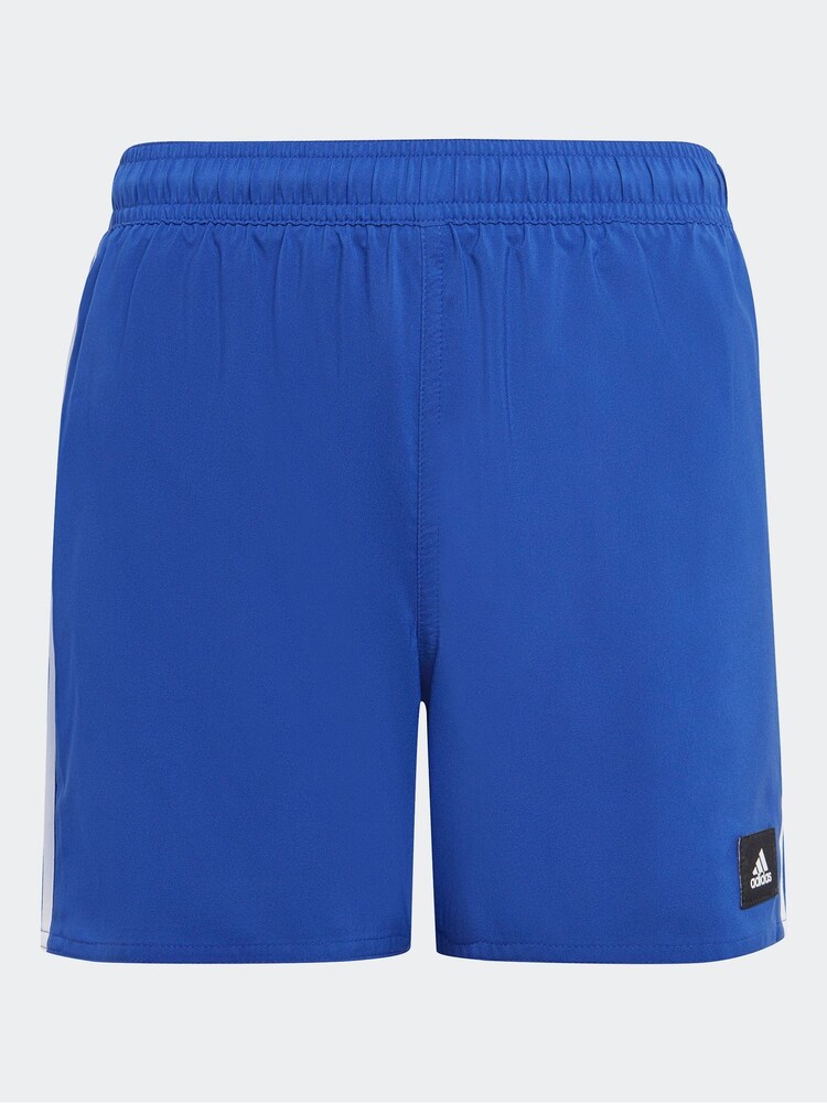 adidas Blue 3-Stripes Swim Shorts - Image 1 of 5
