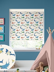 Cath Kidston Cream Kids Summer Sharks Made To Measure Roller Blinds - Image 1 of 6