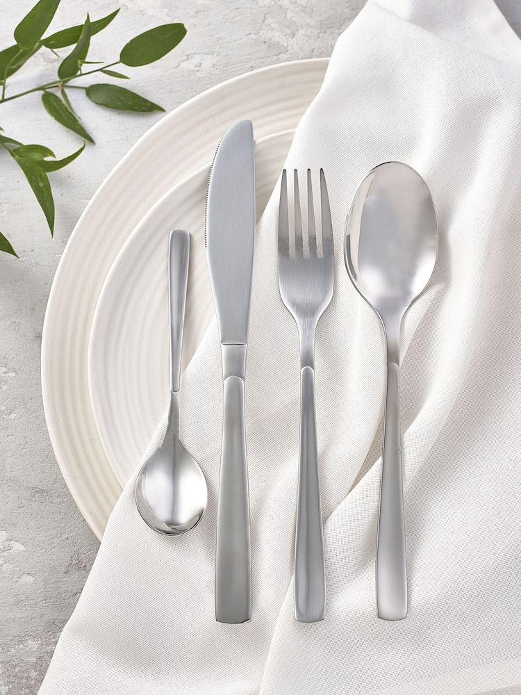 Silver 32pc Moderna Stainless Steel Cutlery Set - Image 1 of 2