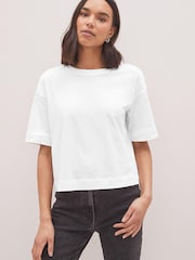 White Boxy Relaxed Fit T-Shirt - Image 1 of 4