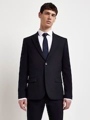 Синий - саржевой пиджак скинни River Island - Изображение 1 из 5