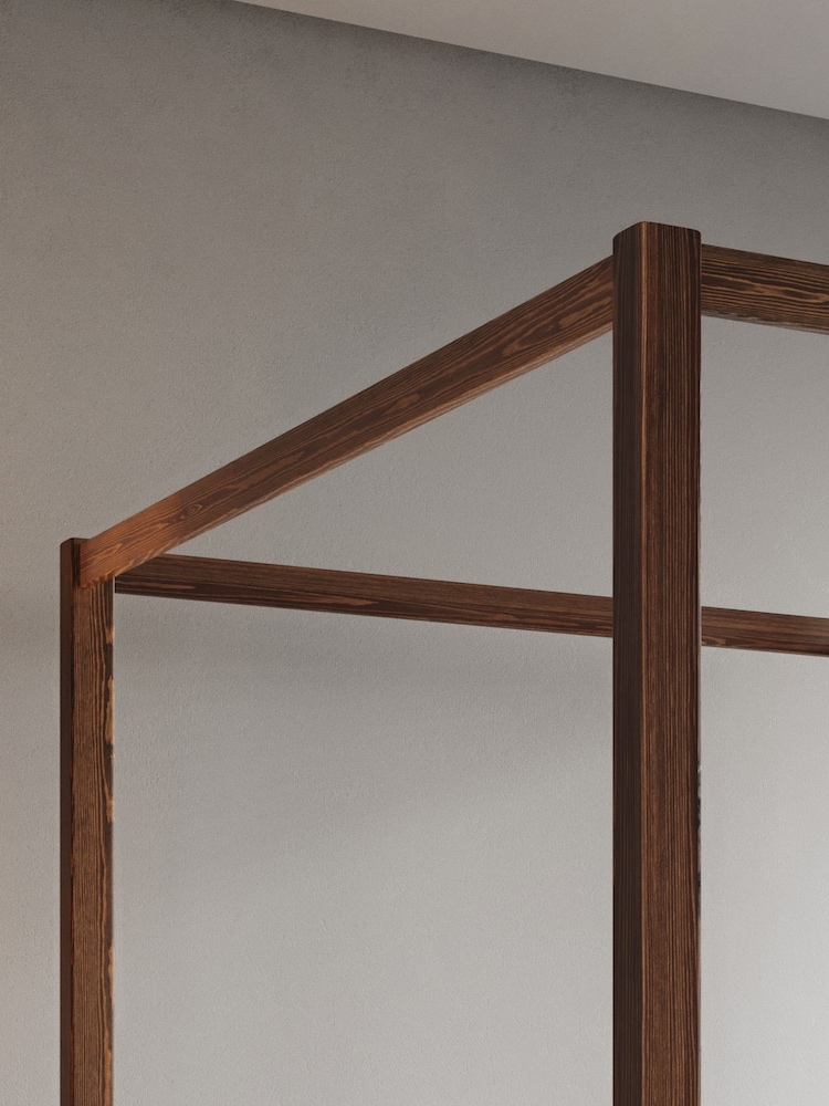Get Laid Beds Coffee Bean Low Four Poster Square Leg Solid Wood Bed - Image 4 of 4
