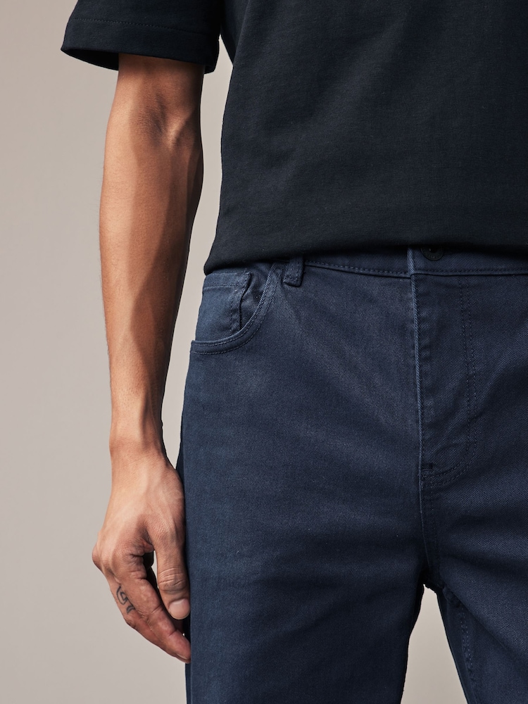 Granatowy - Prosty krój - Coloured Stretch Jeans - Image 5 of 10