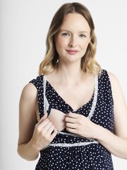 JoJo Maman Bébé Navy Spot Wrap Maternity & Nursing Nightdress - Image 2 of 4