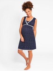 JoJo Maman Bébé Navy Spot Wrap Maternity & Nursing Nightdress - Image 4 of 4