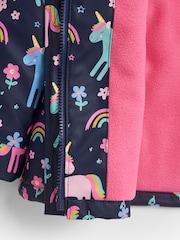 JoJo Maman Bébé Navy Blue Unicorn Cosy Waterproof Jacket - Image 6 of 7