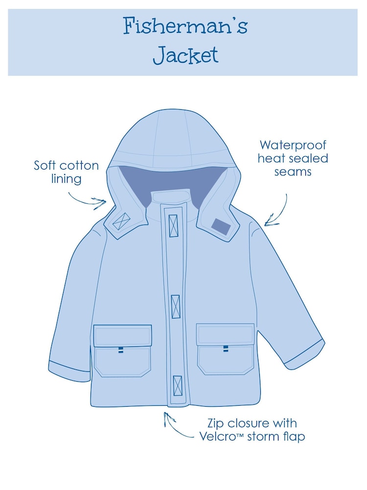 JoJo Maman Bébé Navy Blue Unicorn Cosy Waterproof Jacket - Image 7 of 7