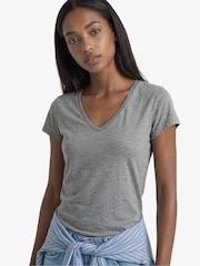 Plateado - Superdry Camiseta bordada con cuello en V bordada en - Imagen 1 de 6