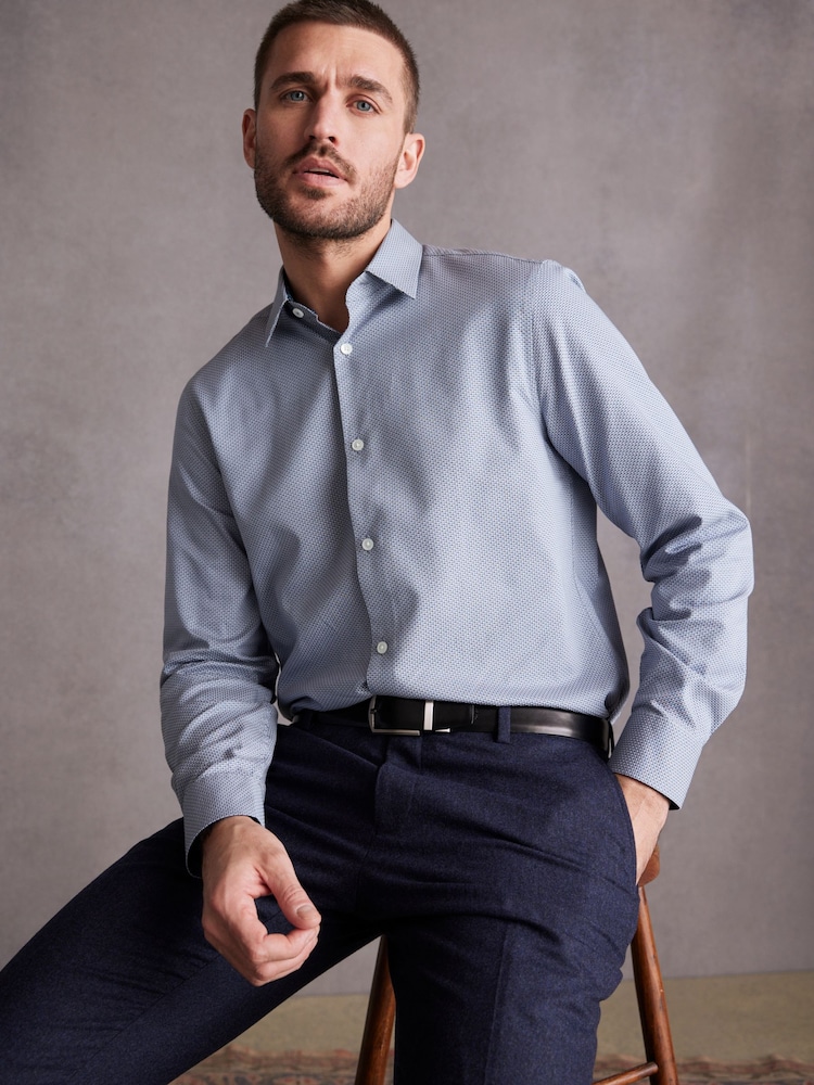Grey Regular Fit Single Cuff Signature Trimmed Shirt - Image 2 of 6