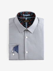 Grey Regular Fit Single Cuff Signature Trimmed Shirt - Image 5 of 6