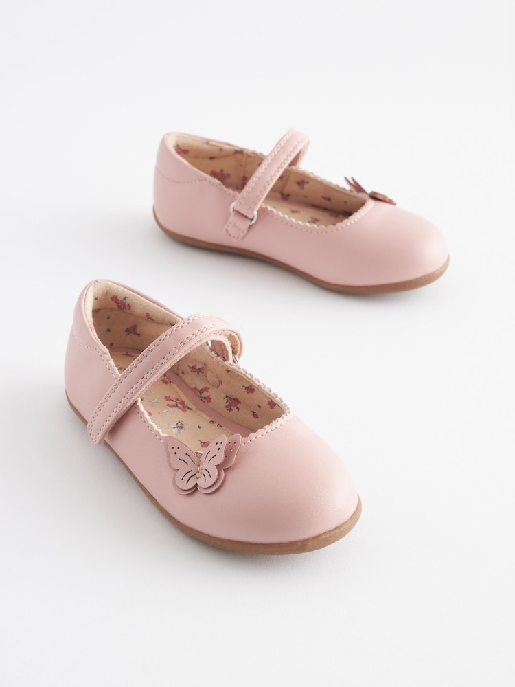 Pink Standard Fit (F) Butterfly Mary Jane Shoes - Image 1 of 10