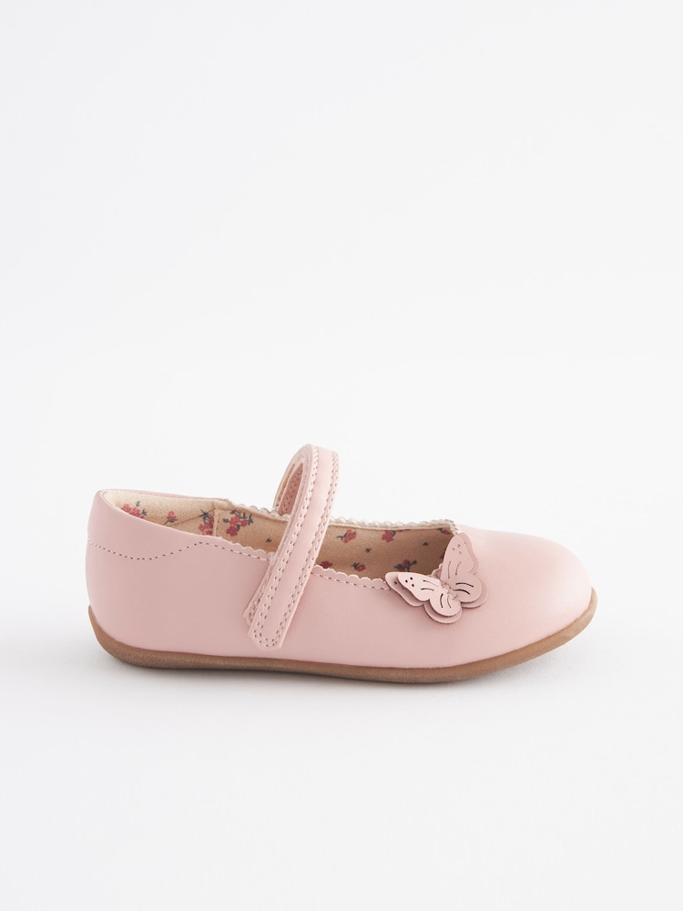 Pink Standard Fit (F) Butterfly Mary Jane Shoes - Image 2 of 10