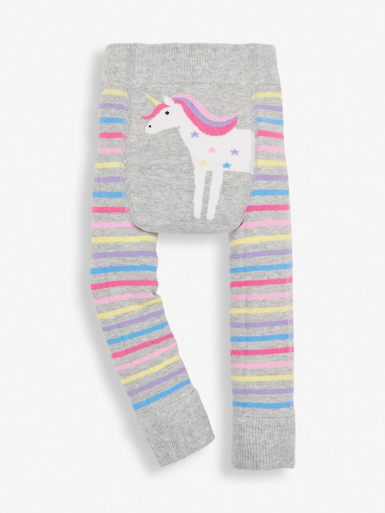 JoJo Maman Bébé Marl Grey Unicorn Unicorn Stripe Baby Leggings - Image 2 of 3