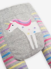 JoJo Maman Bébé Marl Grey Unicorn Unicorn Stripe Baby Leggings - Image 3 of 3