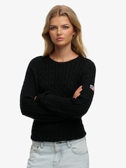 Superdry Black Slouchy Cable Knit Jumper - Image 1 of 6