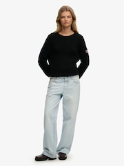 Superdry Black Slouchy Cable Knit Jumper - Image 2 of 6